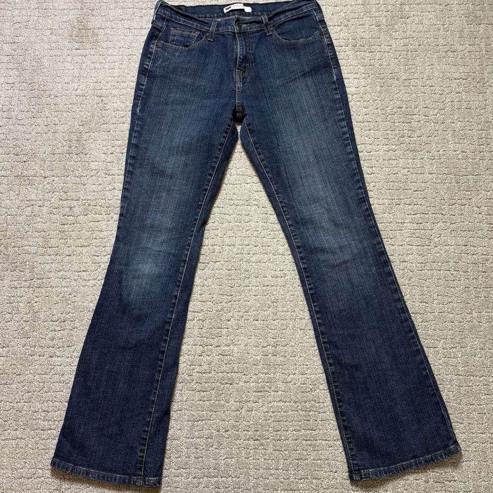 Levis 515 Bootcut Jeans Womens 8L Blue Dark Wash Mid Rise Stretch Denim 29x34